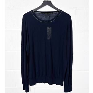 Marc Jacobs Navy Sweater Mens XL Virgin Wool Blend Lightweight Crewneck‎